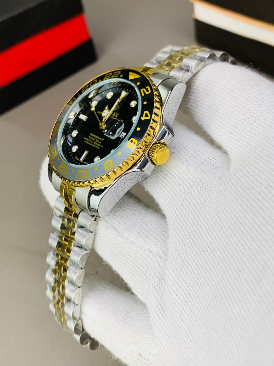GMT Two-Tone Black Chain – Sleek  Style Watch