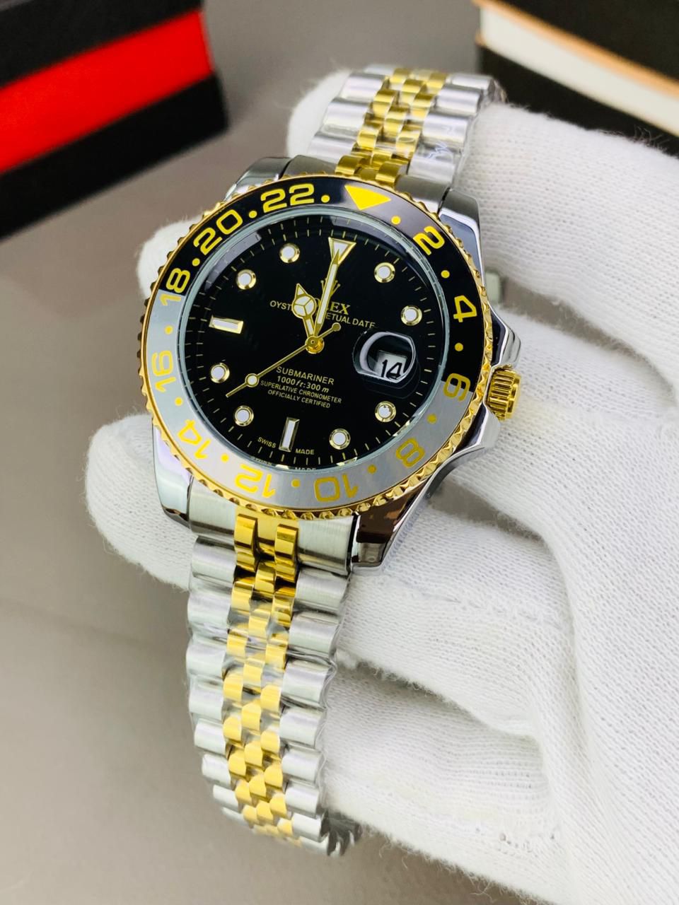 GMT Two-Tone Black Chain – Sleek  Style Watch