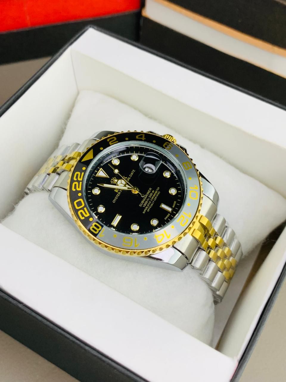 GMT Two-Tone Black Chain – Sleek  Style Watch